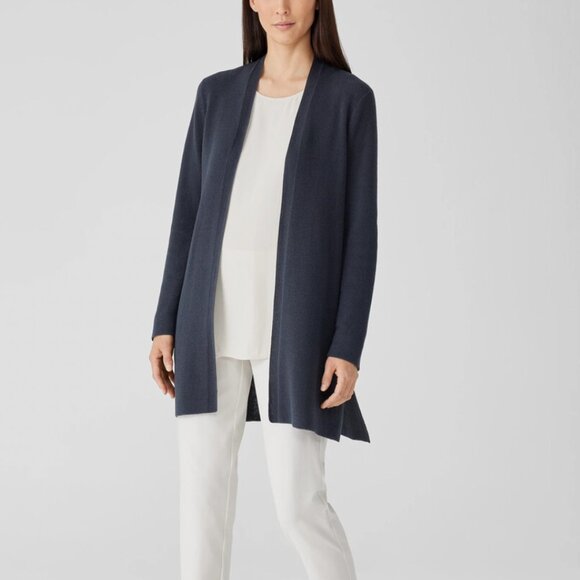 Eileen Fisher Sweaters - EILEEN FISHER Women XS Peruvian Organic Cotton‎ Crepe Grey Knit Cardigan Sweater